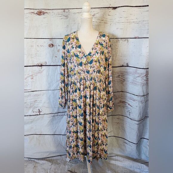 Boden Susannah Smocked Toucan Print Dress Size 14L - Picture 4 of 9